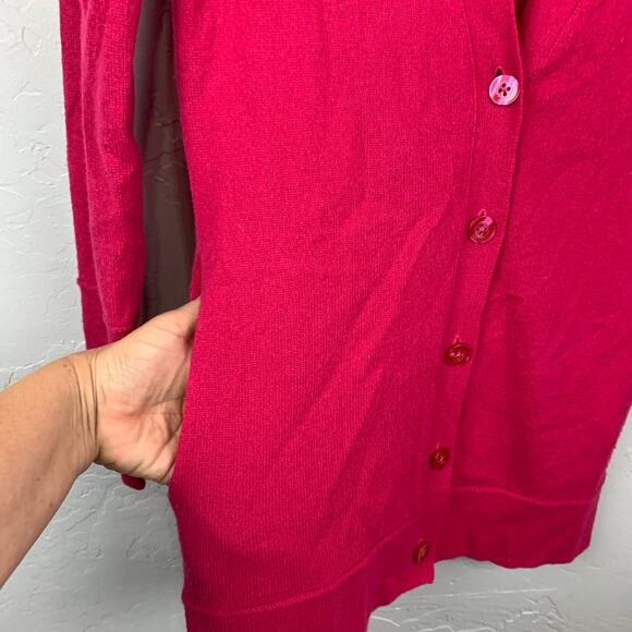 Just Cashmere by Forte Cardigan Womens Small Pink V-Neck Button Up Sweater - Picture 3 of 11